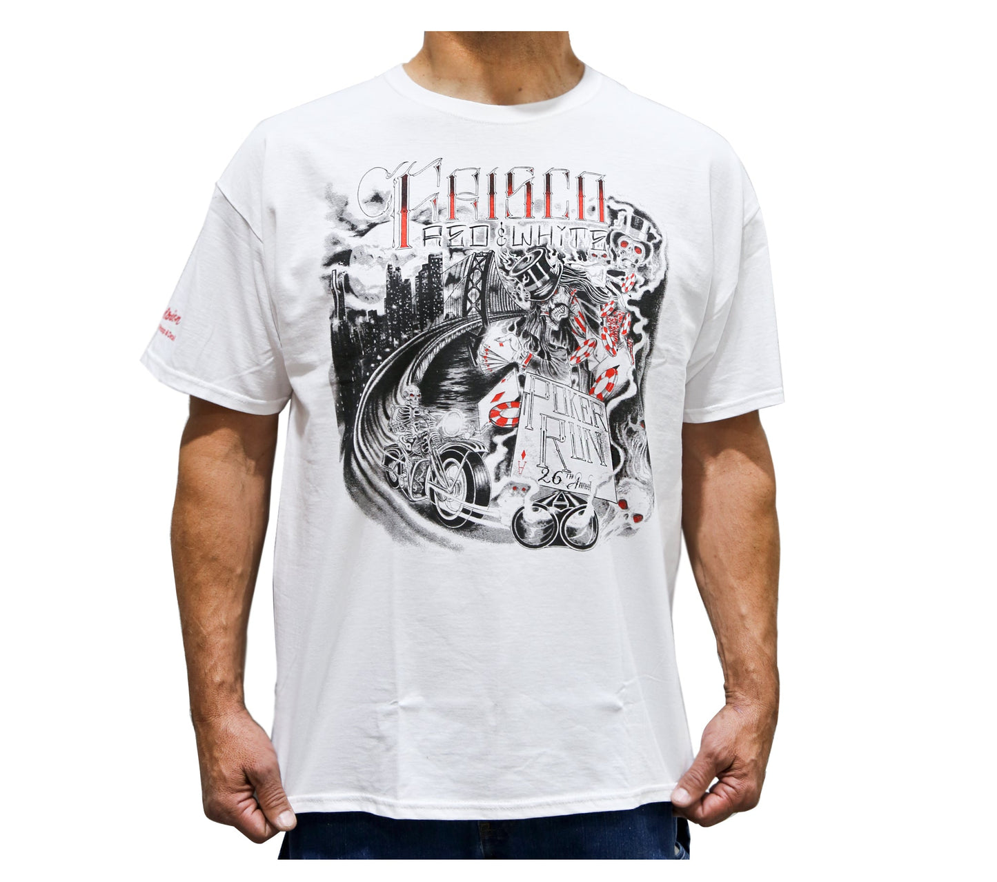 20th 2022 Poker Run T-Shirt White, Hells Angels Frisco 81 Support Gear