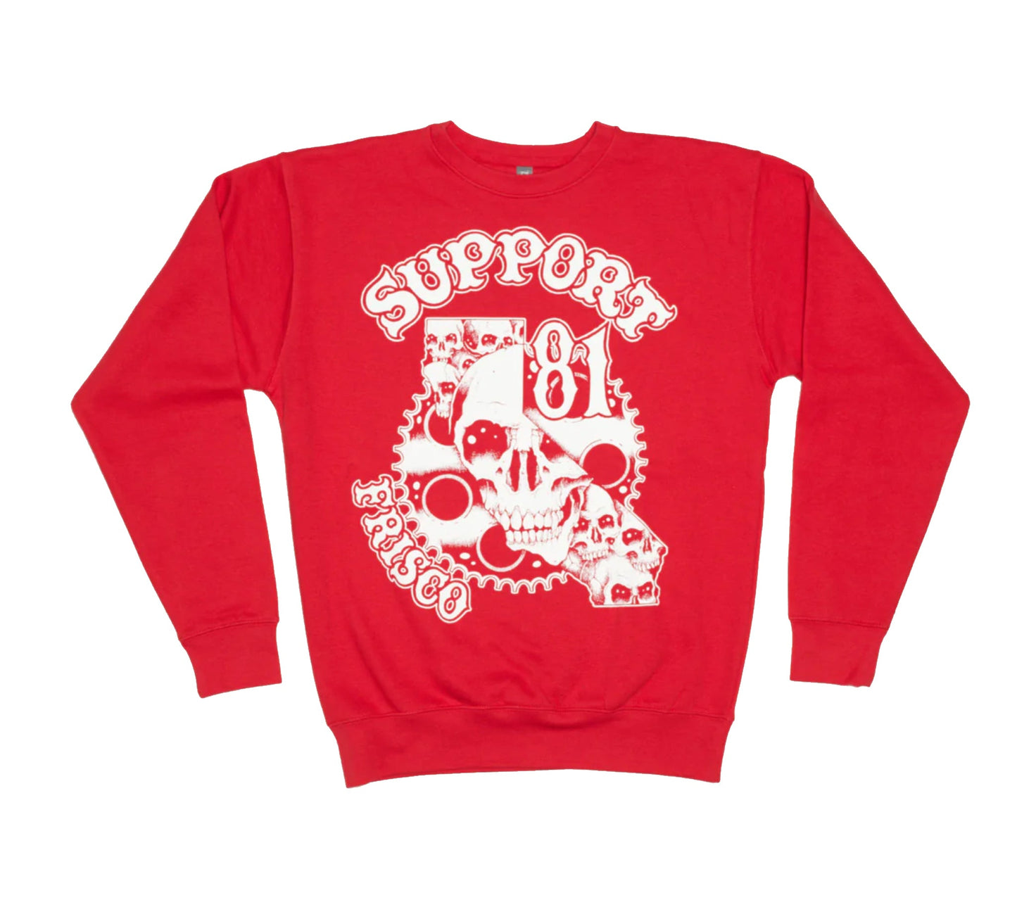 Alan Forbes Frisco Crewneck Sweatshirt Red White, Hells Angels Frisco 81 Support Gear
