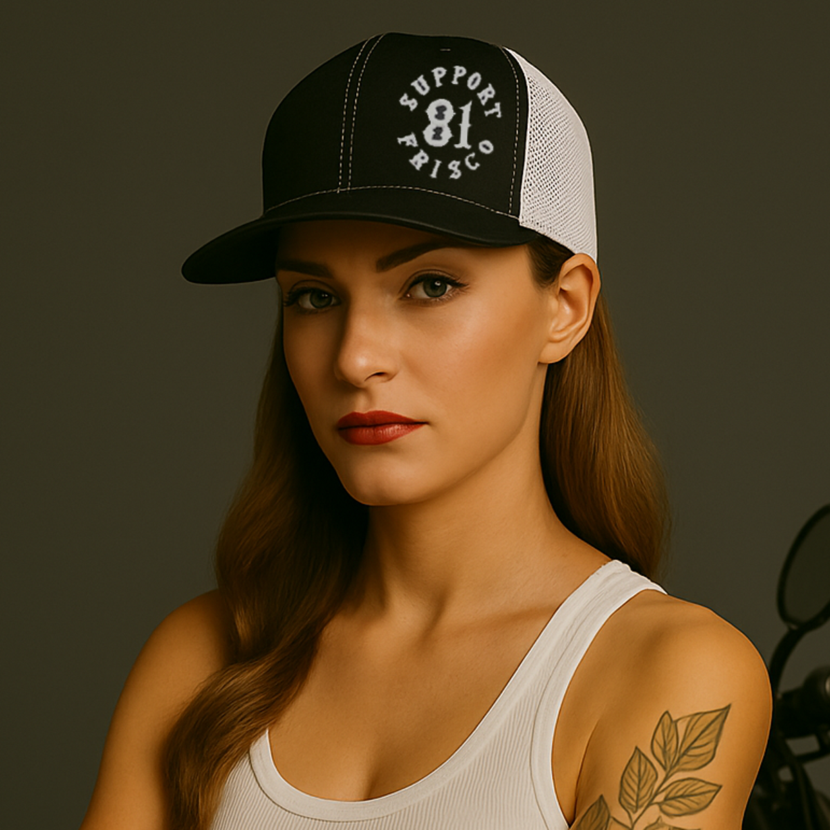 Hat - Black/ White - Mesh Back Trucker - Snapback - Support 81