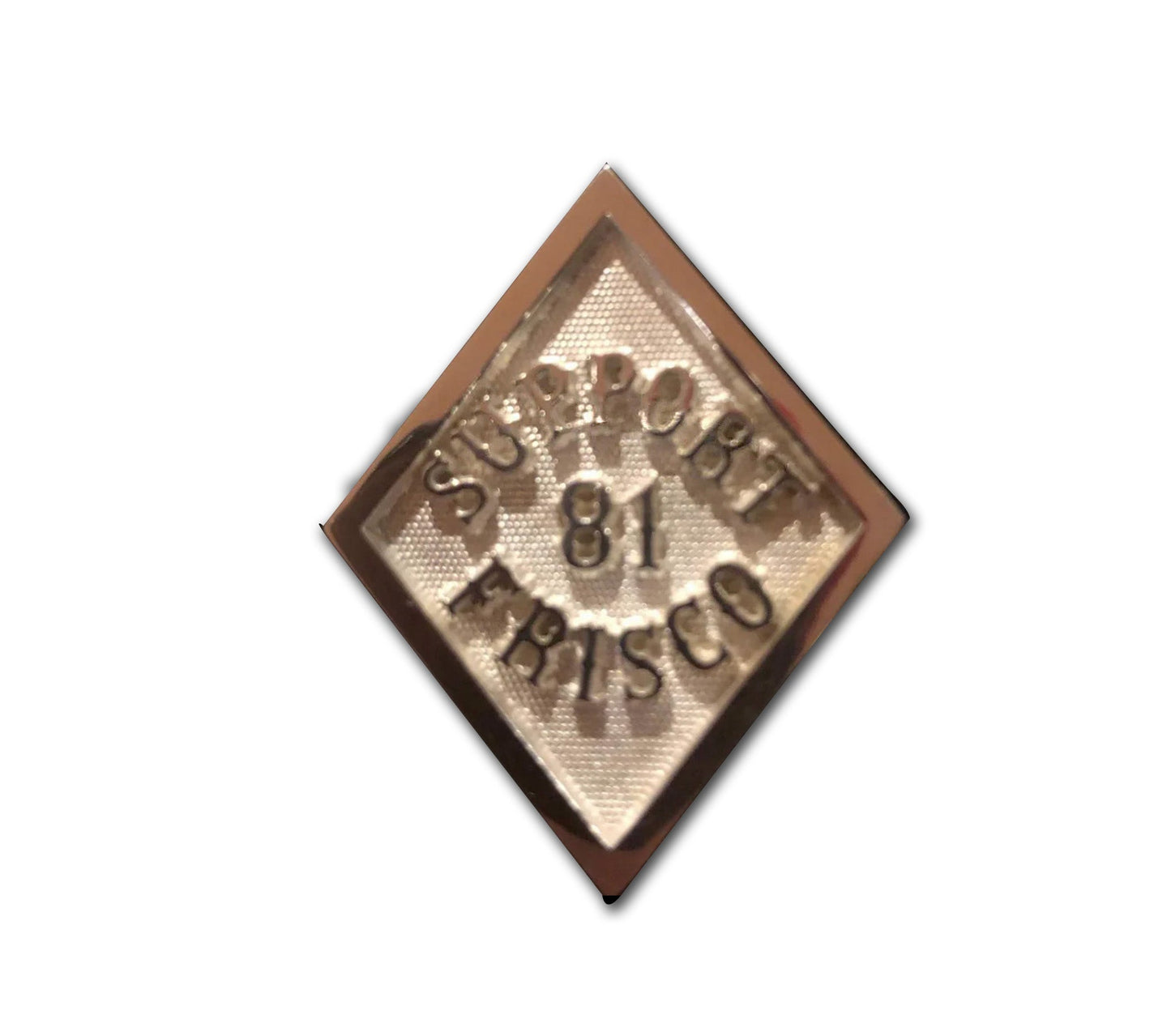 DieCut Lapel Pin Sterling Silver White, Hells Angels Frisco 81 Support Gear