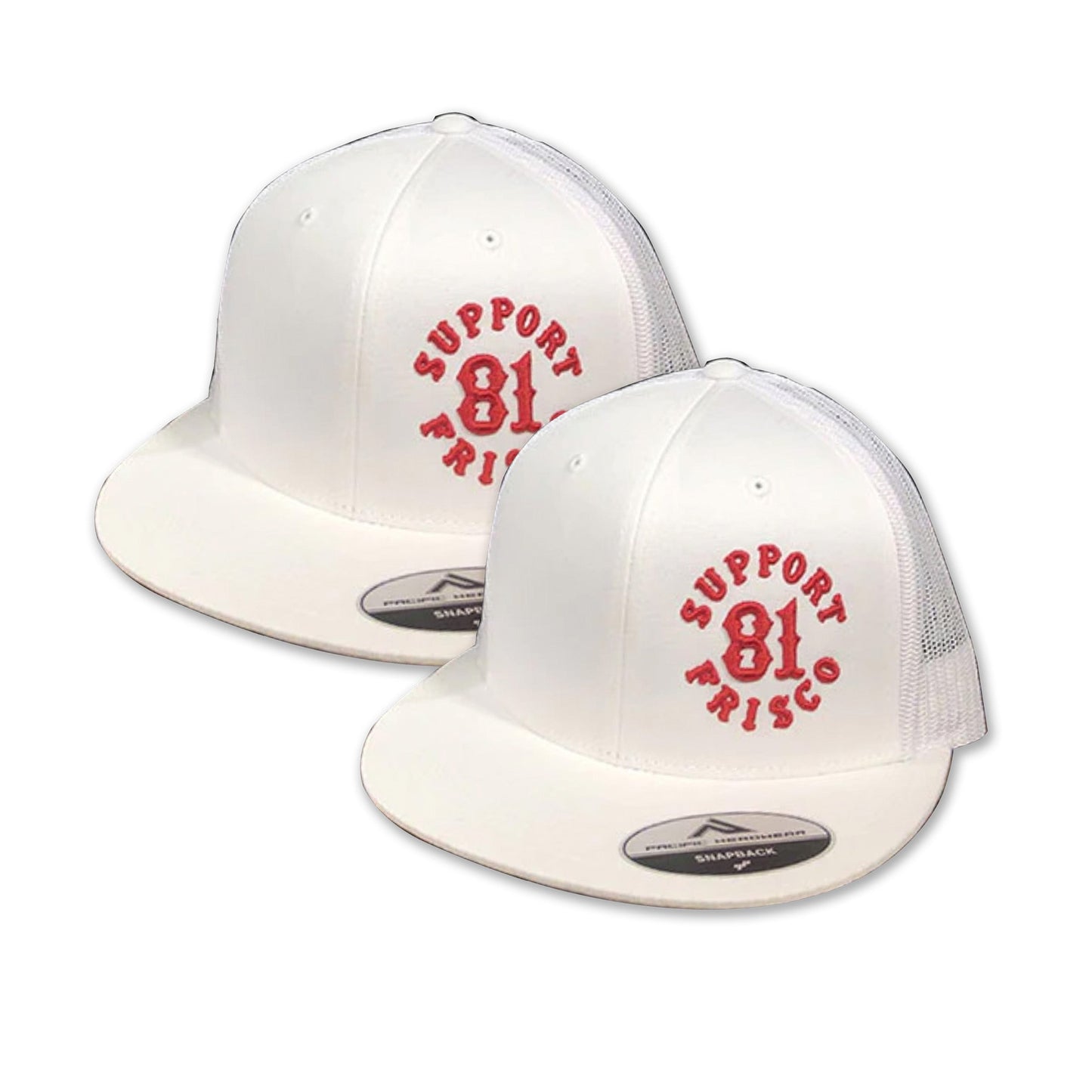 Mesh Back tucker hats SnapBack Red on White, Hells Angels Frisco 81 Support Gear