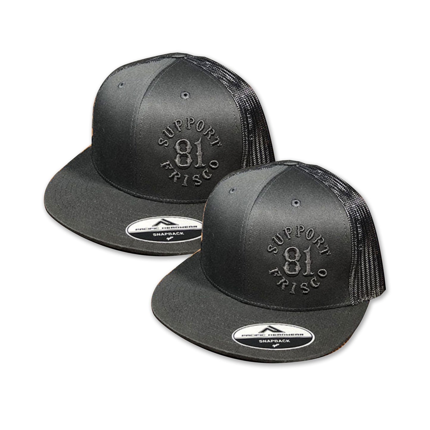 Mesh Back tucker hats SnapBack Black on Black, Hells Angels Frisco 81 Support Gear