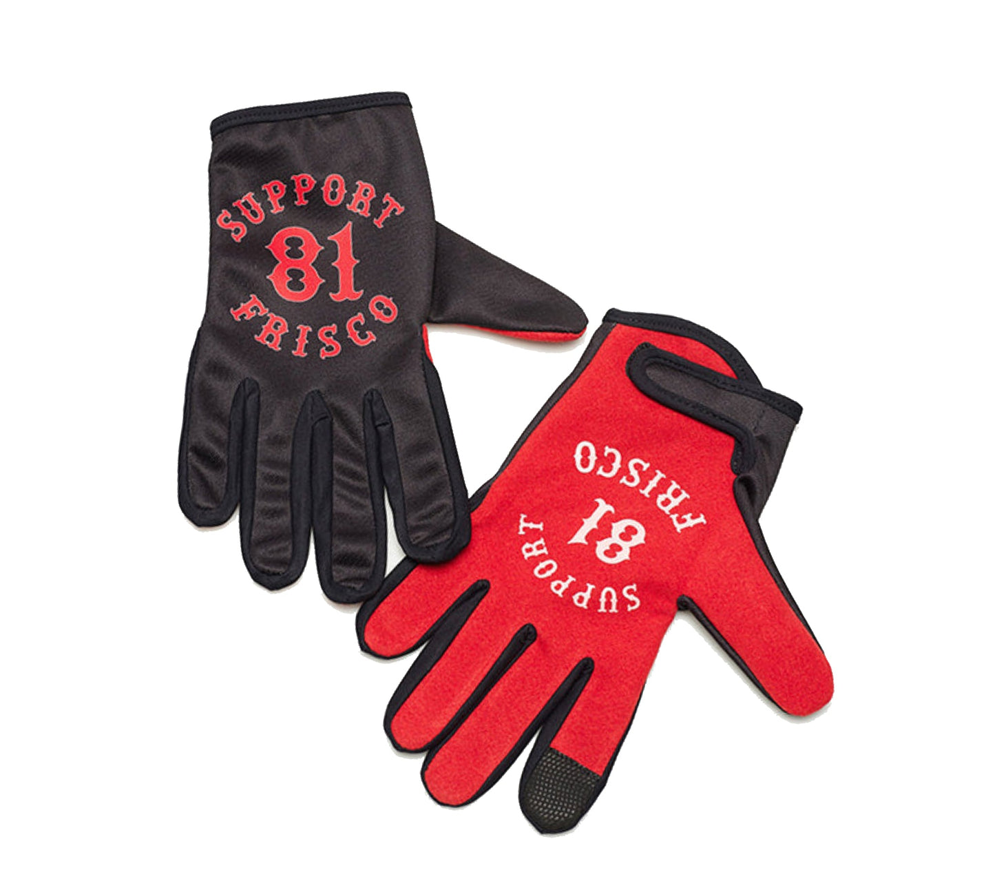 Support 81 Frisco Gloves White on Red, Hells Angels Frisco 81 Support Gear