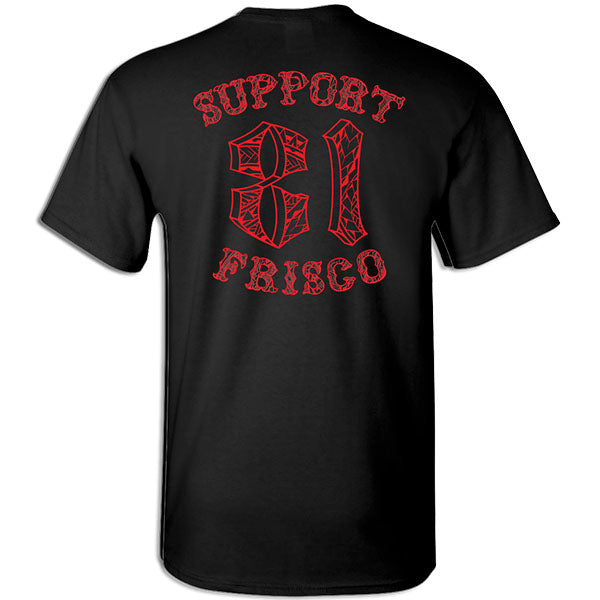 Frisco Black Tribal Mans T-shirt, Hells Angels Frisco 81 Support Gear