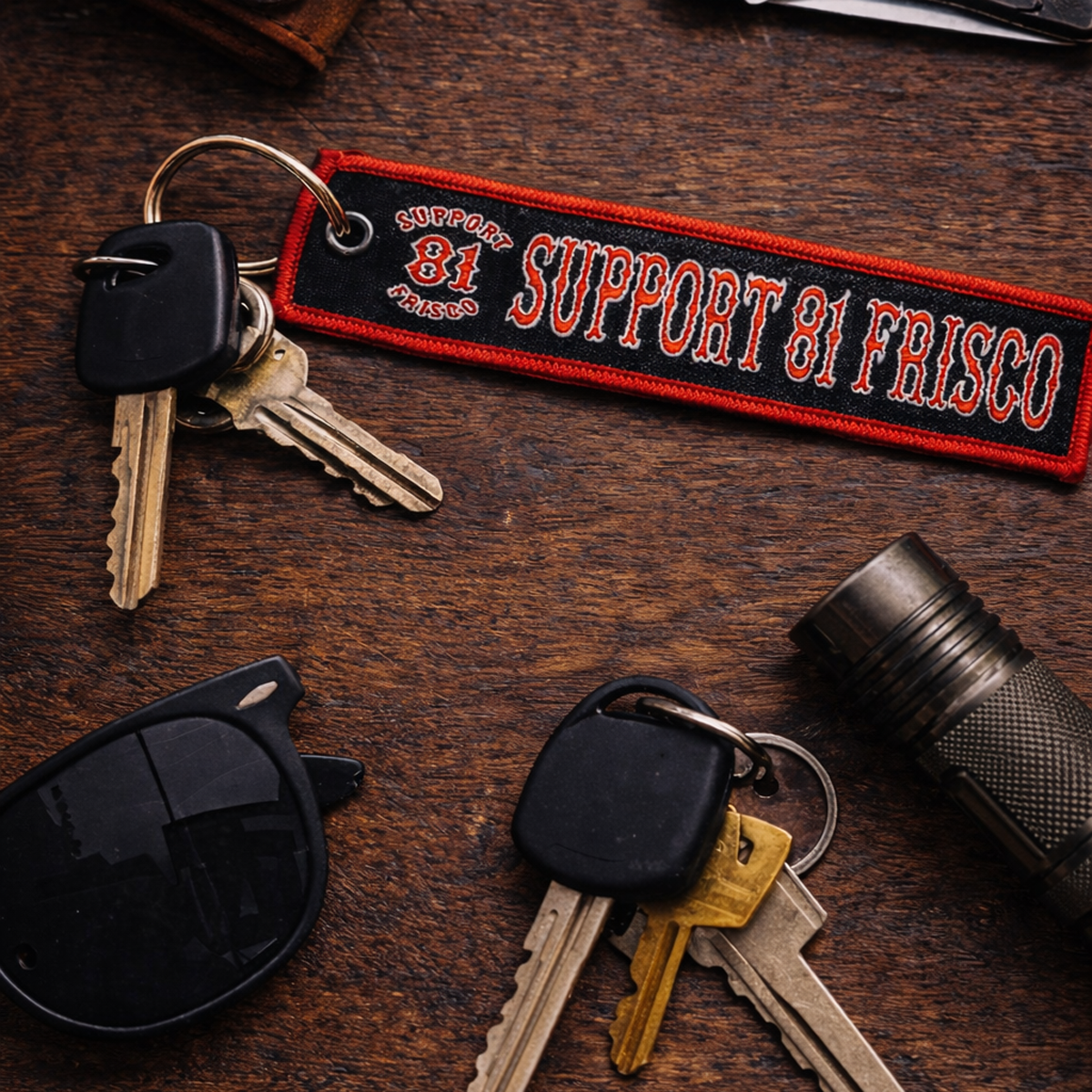 Double-Sided Support 81 Frisco Woven Flight Key Tag