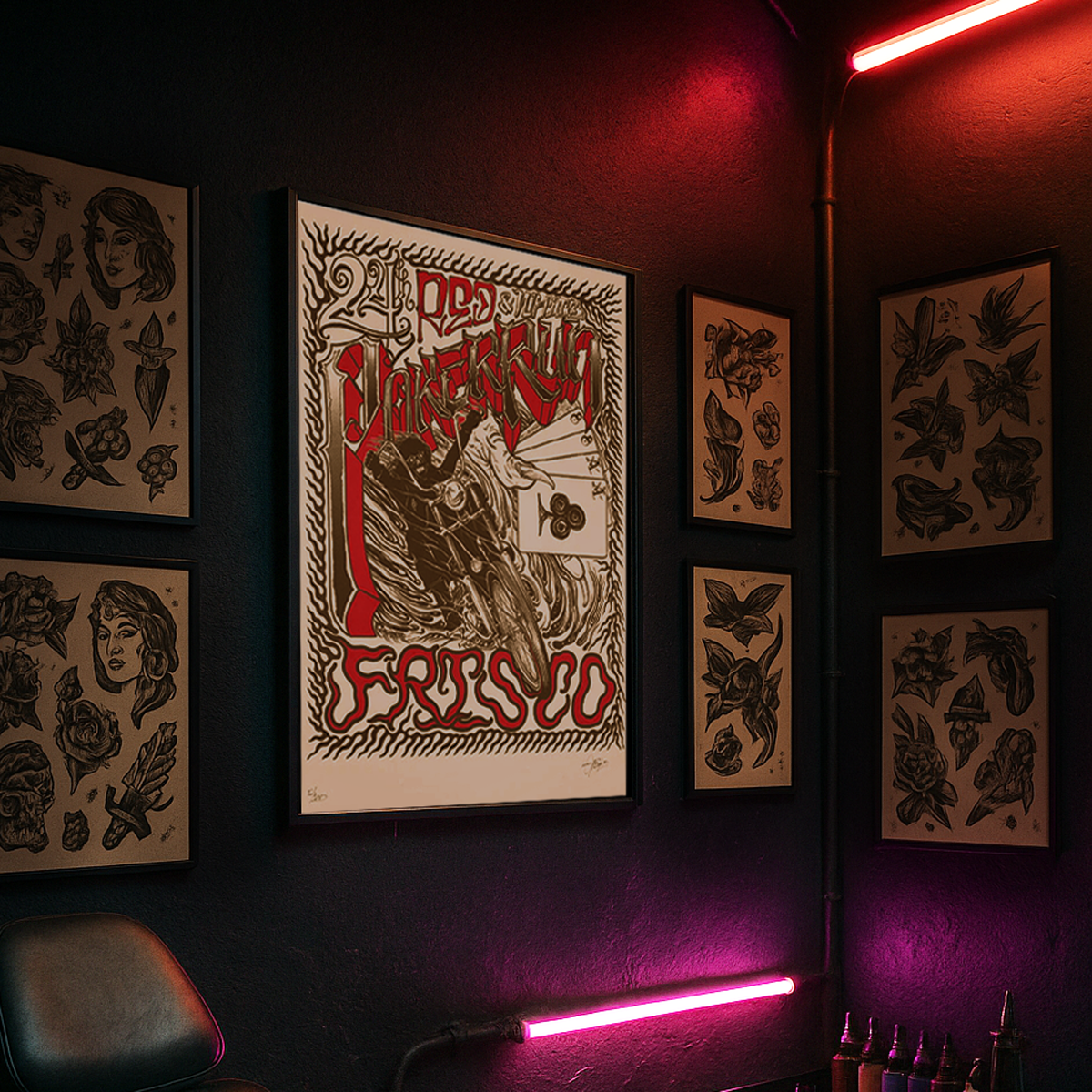 Poster - 2020 Poker Run - numbered and signed by Grime - Support Hells Angels Frisco