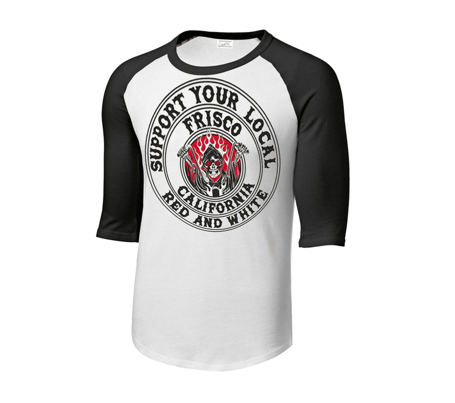 Hells Angels Frisco Mens 3/4 Sleeve Baseball Tee, Hells Angels Frisco 81 Support Gear