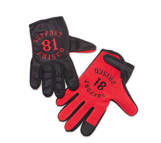 Support 81 Frisco Gloves Black on Red, Hells Angels Frisco 81 Support Gear