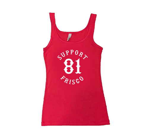 Support81  Frisco Womens Tank Top White Red, Hells Angels Frisco 81 Support Gear